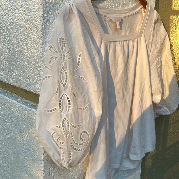 Lauren Conrad Embroidered Sleeves Top - Picture 5 of 6